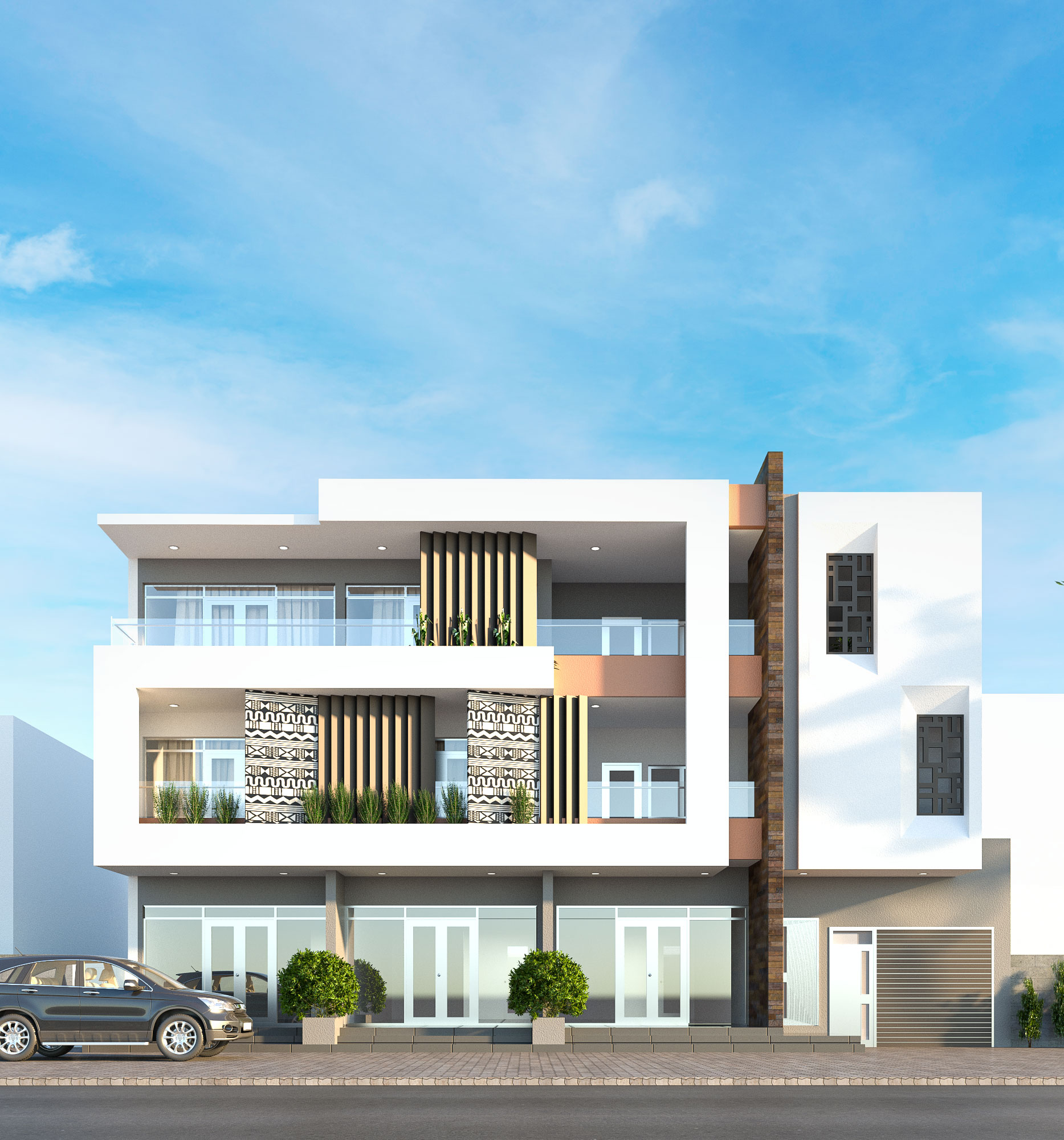 Immeuble de bureaux R+2 à Ouagadougou conçu par TILGUI ARCHITECTURE