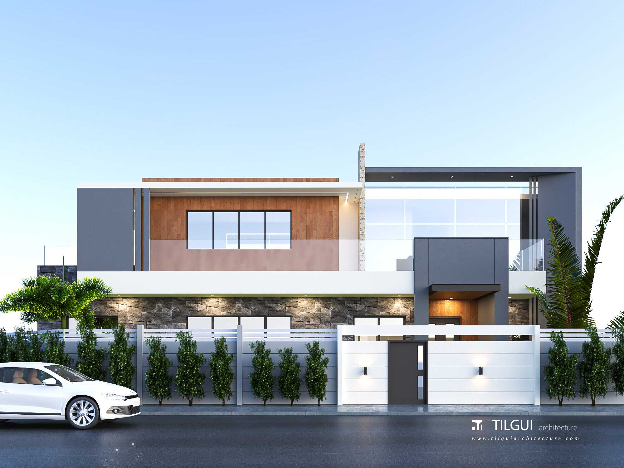 villa contemporaine de type californienne conçue par TILGUI ARCHITECTURE à Ouagadougou, Saaba