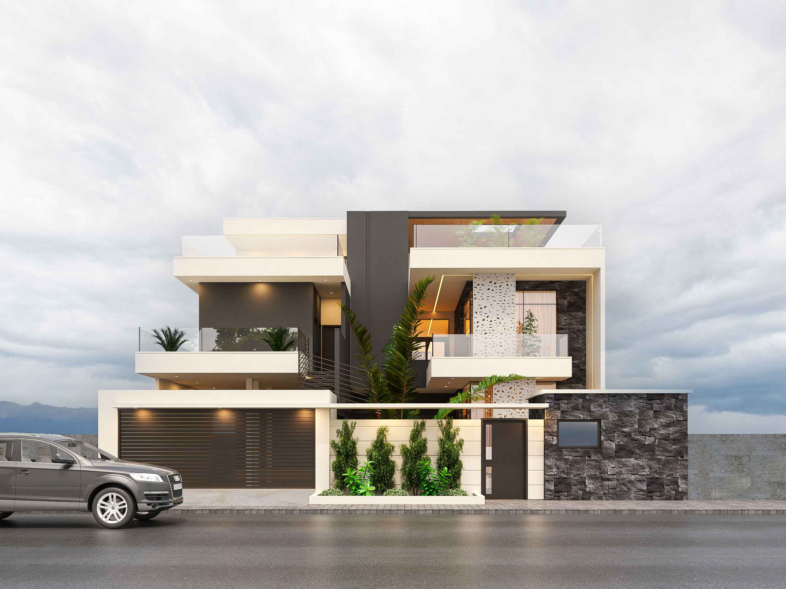 Façade d'un triplex moderne conçu par TILGUI Architecture à Ouagadougou