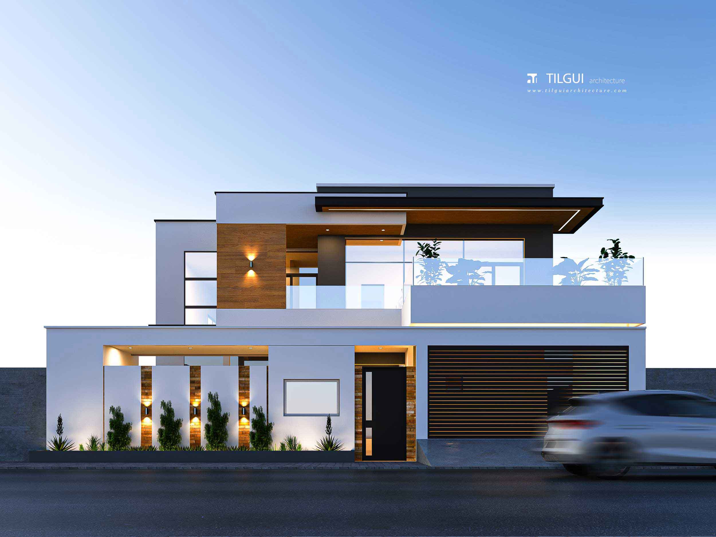 Villa contemporaine R+1 conçue par TILGUI ARCHITECTURE à Zagtouli, Ouagadougou.